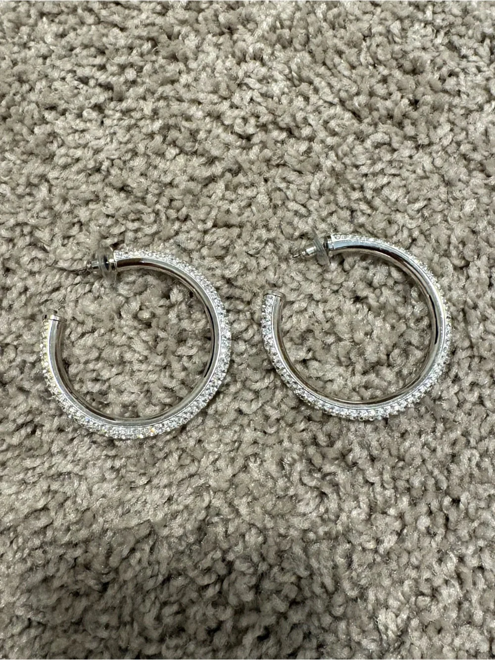 NEW kate spade Silver Pave Crystal Hoop Earrings